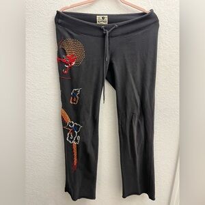 Lucky Brand Y2K embroidered dragon pants